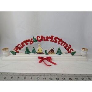 Merry Christmas Around the World Taper Holder Wood